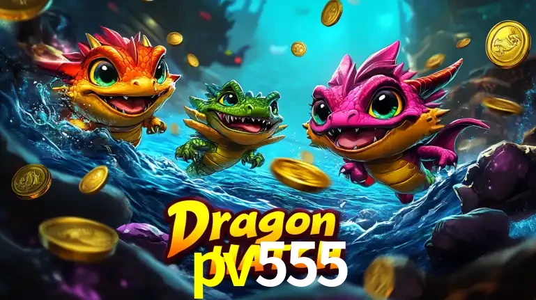 Arte promocional do jogo Dragon Hatch com três adoráveis dragões bebês nadando entre moedas de ouro, um dos slots mais divertidos para jogar no cassino pv555.